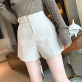 Women Loose Vintage Casual Solid Simple Young Female Popular Streetwear Chic High Waist Korean Style Шорты Женский