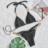 Toloer New Bikini, Gold Diamond Chain Split Swimsuit, Sexy Special Fabric Women's