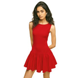 Toloer Women's Wear Summer 2024 New Solid Color Sleeveless Splicing Dress Women's Dress-Outfit