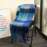 Winter Color Block Thickened Scarf Shawl Female Korean Style Versatile Four Color Gradient Tie Dye