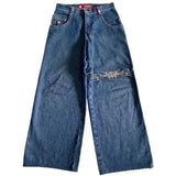 Men's Jeans Y2K Bag Vintage High-Quality Pattern Hip-Hop Street Leisure Men Harajuku Wide Legs-Outfit