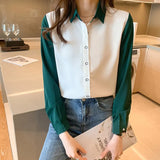 patchwork printing ladies shirts Women's Blouses 2021 Spring Autumn Long Sleeve Shirts Tops Blusas