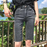 2023 Women's Denim Shorts Summer Bodycon Biker High Waisted Short Pants Woman Streetwear Knee Length Jean Shorts