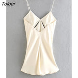 Women Sexy Sequined Pathcwork Soft Satin Sling Mini Dress Ladies Chic Backless Slim Party Vestidos Mujer