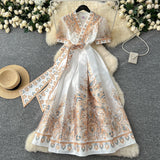 Retro Style Printed Dress Women's Summer Strap High Sense Design Light Luxury Temperament Chic