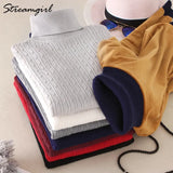 Women Thick Sweater Pullover Knit Sweaters Women Winter 2021 Turtleneck Velvet Sweater Pull Femme Sweaters