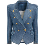 New Star Temperament Double Buckle Wash Denim Suit Jacket Jacket