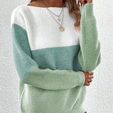 Temperament V-Neck Long-Sleeved Open-Shirted Women's Sweater Bump-Colored Bag Side With Pocket Casual