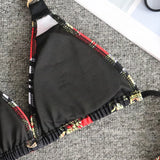 Toloer New Print Straps Women's Split Swimsuit Sexy Metal Accessories Bikini