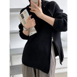 High Neck Ring Zipper Sweater For Women Autumn Winter Thicken Oversized Women