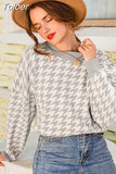 Women Sweater Winter Korean Clothes Khaki Knitted Women Casual Houndstooth Pullover Female Autumn Retro Jumper Long Sleeve