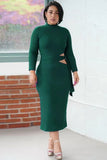 Turtleneck Cut Out Mature Midi