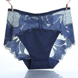 Sexy Lace Panties Mid Waist Women Transparent Silk Underwear Seamless Plus Size Briefs Abdomen Health Knickers