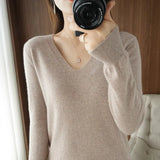 V-neck Sweater Women Autumn Winter Solid Keep Warm Pullovers Fashion Soft Loose Female Jumper Tops Knitted