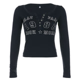 Breasted Splicing Digital Printing Slim Long-Sleeved Casual T-Shirt Spring / Summer 2024 Style-Outfit