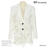 Spring New Superweight Workers Splicing Pressure Folded Fairy Suit Coat Top Female