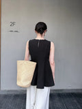Xixi 2025 Summer New Temperament With The Silk Pure Color Thin Sleeveless Vest Shirt Lady