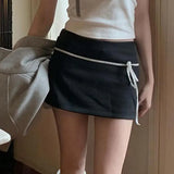 And Energetic Young Girl's Basic Binding And Splicing Low-Waist Skirt 2024 Spring / Summer New Style Hip-Covered Skirt-Outfit