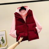 2021 Winter Women Sleeveless Vest Warm Plus Size 3XL Down Cotton Padded Waistcoat Female Mandarin Collar Vest