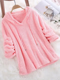 Autumn And Winter Explosion Of Solid Color Long-Sleeved Hat Hair Double-Sided Plush Pyjamas