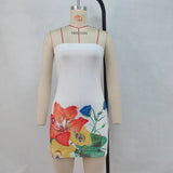 Toloer Women's Summer 2024 New Sexy Breast And Waist Positioning Print Dress Nightclub-Outfit