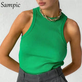 Underwear 2021 Summer Ribbed Knitted Sexy Square Collar White Crop Tops Casual Women Off Shoulder Tank