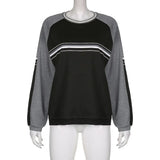Contrast Patchwork Grunge Sweatshirts Harajuku Korean Casual Long Sleeve New Pullovers Women Autumn Winter