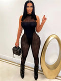 Summer Bodycon Rompers Womens Jumpsuit Sleeveless Jumpsuits Mesh Patchwork One Piece Outfit Sexy White Jumpsuit For
