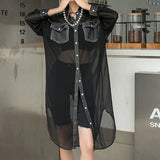 Loose Solid Shirt For Women Lapel Long Sleeve Minimalist Casual Blouses Female Fashion Spring Clothing Style