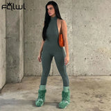 Casua Black Jumpsuits Women 2022 Sleeveless Backless Halter Rompers Womens Jumpsuit One Piece Outfits Bodycon