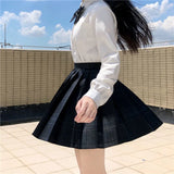 Preppy Black Plaid Pleated Skirt Women Japanese Fashion School Girl Uniform Kawaii Gothic High Waist Mini Skirt Cute
