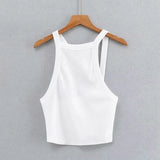 Women Asymmetric Vest Top With Curve Hem-Outfit