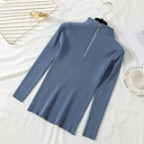 Solid Zipper Pullover Sweater Knitted Autumn and Winter 2022 Long Sleeve Pull Femme Slim Jumper Women Sweaters Tops