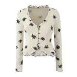 Homemade New Women's Classic Smashed Flower V-Necked Leaf Sided Nets Open