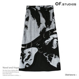 New Multi-Wearing Personalized Print Irregularly Cut Denim Splicable Detachable Skirt