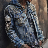 Trend 3D Digital Pattern Printing Fashion High Street Denim Jacket Men And