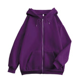 Flat Hooded Ins College Windy Loose Zipper Thick Hooded