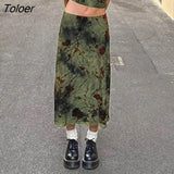 2023 Fashion Women A Line Long Skirts Floral Print Cute Y2K Clothes Aesthetic Grunge Low Waist Vintage Preppy
