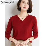 Women's Sweater 2021 White Jumper V Neck Ladies Winter Clothes Women Sweater Knitted Pullovers Sweaters For Women Fashion