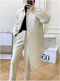 Jacket Women 2022 Parkas Solid Color Lapel Diamond Lattice Irregular Cotton Coat Women's Trench Coat Female Clothing