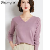 Women's Sweater 2021 White Jumper V Neck Ladies Winter Clothes Women Sweater Knitted Pullovers Sweaters For Women Fashion