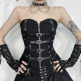 Summer 2024 New Sexy Hot Girls With Fish Bones And Chest Skin Buckle Vest Girls-Outfit