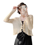 Knitted Cardigan Women's Thin Suspender Skirt With Air-Conditioning Blouse Summer Shawl Ice Silk Small Shoulder Fairy Gas Jacket-Outfit