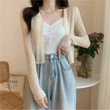 Knitted Cardigan Women Wear Air-Conditioned Sweaters In Summer 2023 New Style Design Minority Short Style Clothes-Outfit