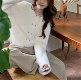Mink Velvet Knitted Cardigan Girl 2024 Spring And Autumn New Korean Version Loose Soft Waxy Temperament Pure Color Sweater Coat Trend-Outfit