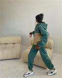 2022 Spring Women Hoodies Sweatshirt Tracksuit Fleece Cotton 2 Pieces Sets Female Pants