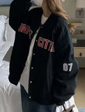 Letter Print Long Sleeves School Baseball Long