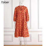 2023 Bohemian Floral Printed Women Dresses Fashion Retro Long Sleeve Holiday Beach Dress New Summer V Neck Lace Up