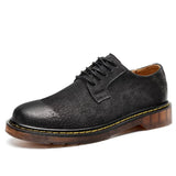 o'clock Vintage Men's Genuine Leather Shoes Casual Lace-up Male Flats Sneaker Luxury Breathable Anti-skid Footwear Big