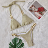 Toloer New Bikini, Gold Diamond Chain Split Swimsuit, Sexy Special Fabric Women's